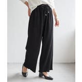 ブラック | ジャガードプリーツワイドパンツ | ikka 