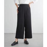 ブラック | ツイルサイドベルトワイドパンツ | ikka 