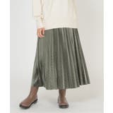 グリーン | ベロアプリーツスカート | ikka 