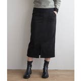 ブラック | カットスエードタイトスカート | ikka 