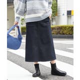 ネイビーブルー | ボンディングベイカースカート | ikka 