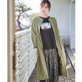 オリーブ | バンドカラーウエストドロストワンピース | ikka 