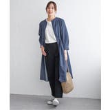 ネイビーブルー | バンドカラーウエストドロストワンピース | ikka 