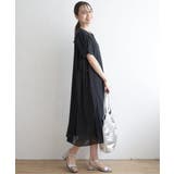 異素材配色切り替えワンピース | ikka  | 詳細画像4 