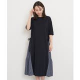 【親子コーデ】異素材切り替えサイドリボンワンピース | ikka  | 詳細画像8