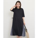 【親子コーデ】異素材切り替えサイドリボンワンピース | ikka  | 詳細画像1