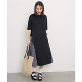 【親子コーデ】異素材切り替えサイドリボンワンピース | ikka  | 詳細画像3