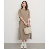 【親子コーデ】異素材切り替えサイドリボンワンピース | ikka  | 詳細画像4