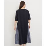 【親子コーデ】異素材切り替えサイドリボンワンピース | ikka  | 詳細画像7