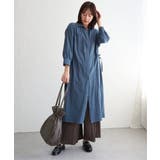 ブルー | コットンスキッパーシャツワンピース | ikka 