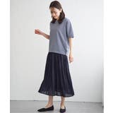 ブルー | ラメパフプルオーバープリーツスカートセット | ikka 