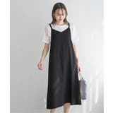 ブラック | 【2点セット】リネンライク2WAYキャミワンピセット | ikka 