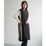 ブラック | 【2点セット】サイドボタンニットベストセットワンピース | ikka