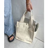 オフホワイト | キャンバスパイピングビッグトートバッグ | ikka 