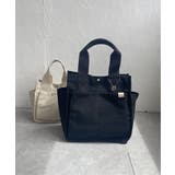 ブラック | キャンバスパイピングビッグトートバッグ | ikka 