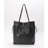 ブラック | 【軽量】撥水合皮巾着トートバッグ | ikka 