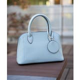 ブルー | 合皮2WAYボストンミラー付きトートバッグ | ikka 