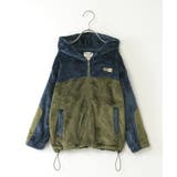 ダークオリーブ | ファーフリース胸切り替えジップパーカー(110~160cm) | ikka