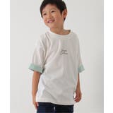 オフホワイト | USAコットン 袖裏配色Tシャツ（120~160cm） | ikka 