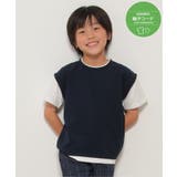 ネイビー | 【接触冷感 吸水速乾】フェイクベストレイヤーTシャツ（120~160cm）【親子… | ikka 