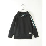 ブラック | 裏起毛袖ラインショールトレーナー(120~160cm) | ikka