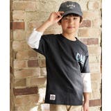 ブラック | 7分袖フェイクレイヤードT（120~160cm） | ikka 