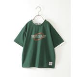 ダークグリーン | ダブルネック袖レイヤードロゴTシャツ（120~160cm）  | ikka 