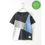 ダークネイビー | 【親子おそろい】ブリーチデニムブロックスTシャツ(120~160cm) | ikka