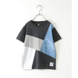 【親子おそろい】ブリーチデニムブロックスTシャツ(120~160cm) | ikka | 詳細画像2