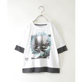 オフホワイト | 5分袖レイヤーフォトプリントTシャツ(120~160cm) | ikka