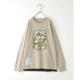 グレージュ | 裾レイヤードカモフラプリントロンT（120~160cm） | ikka 