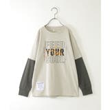 ライトグレー | 袖レイヤードロゴプリントロンT（120~160cm） | ikka 