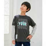 袖レイヤードロゴプリントロンT（120~160cm） | ikka  | 詳細画像2 