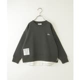 ダークグレー | 裏起毛レイヤードワッペントレーナー（120~160cm） | ikka 