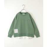 ライトグリーン | 裏起毛レイヤードワッペントレーナー（120~160cm） | ikka 