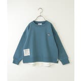 ブルー | 裏起毛レイヤードワッペントレーナー（120~160cm） | ikka 