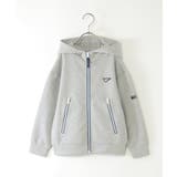 モクグレー | ポンチジップ配色ジップパーカー（110~160cm） | ikka 