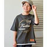チャコール | 【接触冷感】裾レイヤードプリントTシャツ（120~160cm） | ikka 