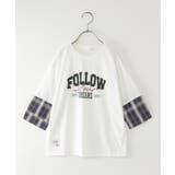 オフホワイト | 7分袖フェイクシャツレイヤードプリントTシャツ（120~160cm） | ikka 