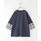7分袖フェイクシャツレイヤードプリントTシャツ（120~160cm） | ikka  | 詳細画像2 