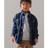 ブルー | デニム&チェックオーバーシャツ(120~160cm) | ikka