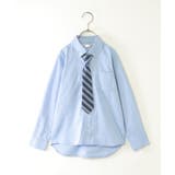 サックスブルー | 【フォーマル対応】ネクタイ付きダンガリーシャツ（120~160cm） | ikka 