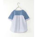 【親子コーデ】袖リボンストライプ切り替えTシャツ（120~160cm） | ikka  | 詳細画像2 