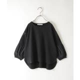 ブラック | 【親子コーデ】7分袖幾何学レース切り替えTシャツ（120~160cm） | ikka 