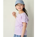 ラベンダー | 袖ギンガムレースアップTシャツ(120~160cm) | ikka