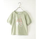ライトグリーン | ボリュームパフ袖グラフィックTシャツ（120~160cm） | ikka 