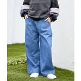 ブルー | レースアップワイドパンツ（120~160cm） | ikka 