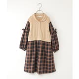 ベージュ | ショールベストレイヤーチェックワンピース（120~160cm） | ikka 