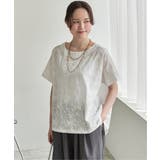 ホワイト | ボタニカルコード刺繍ブラウス | Lbc with Life