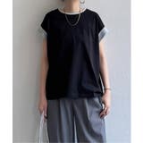 ブラック | ラメ袖フレンチTシャツ | Lbc with Life
